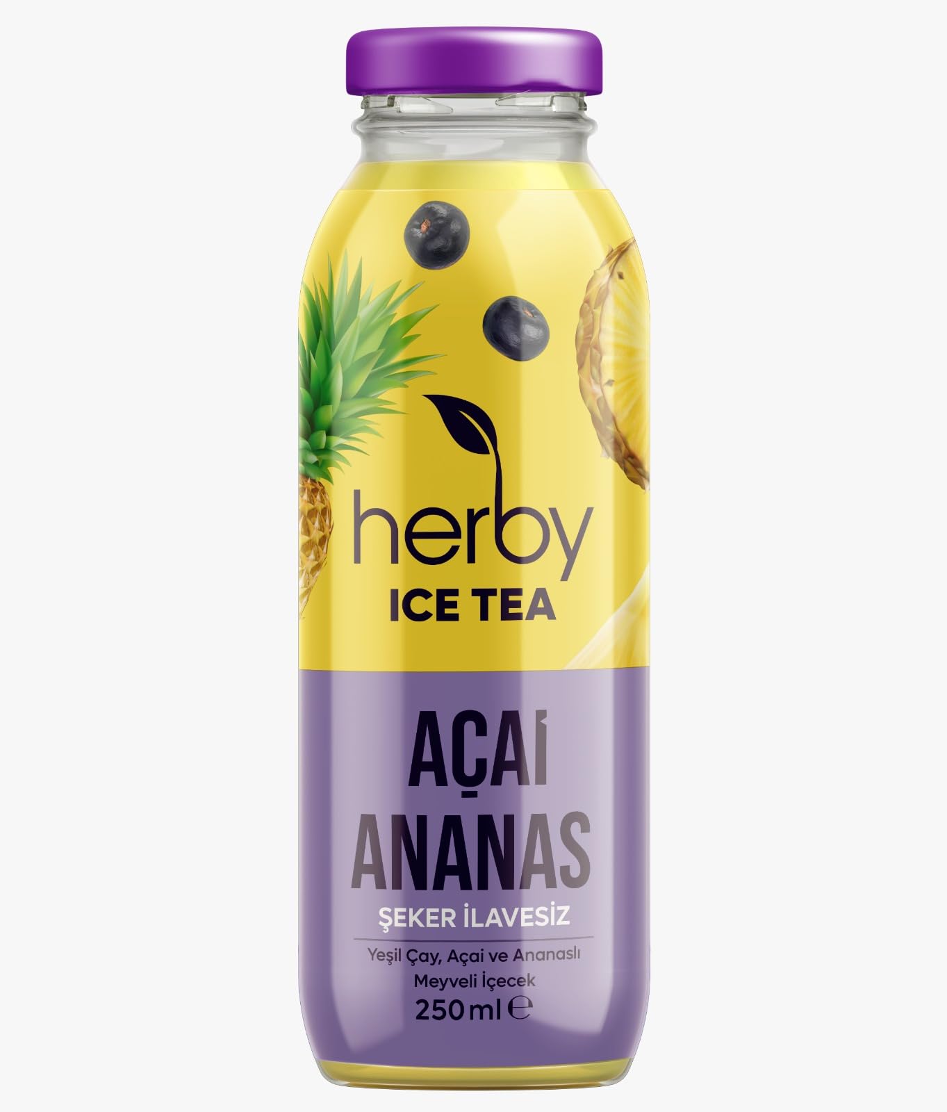 Herby Ice Tea Açai Ananas Soğuk Çay Şeker İlavesiz 250 ml X 12 Adet