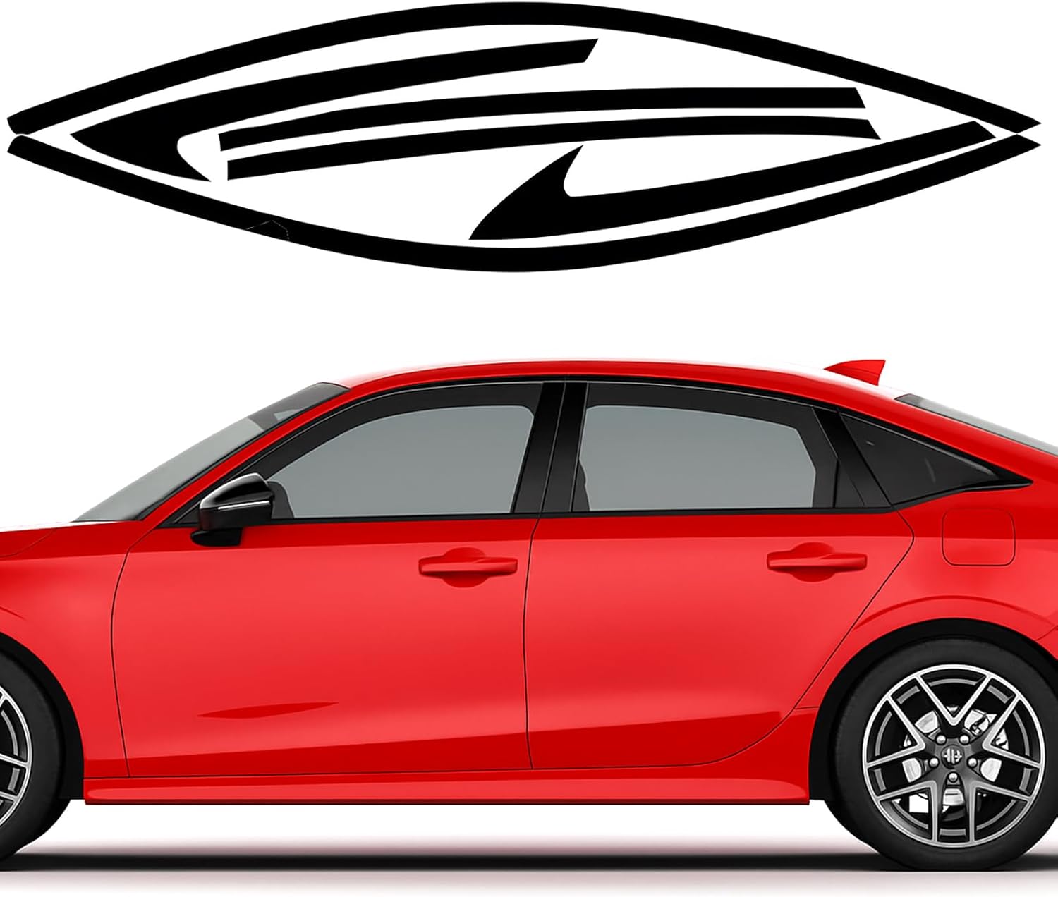 Side Chrome Delete Vinyl Wrap Kit fit for 2022 2023 2024 2025 Honda Civic Sedan Accessories （Excluding Hatchback） Window Trim with Gloss Black Blackout Film