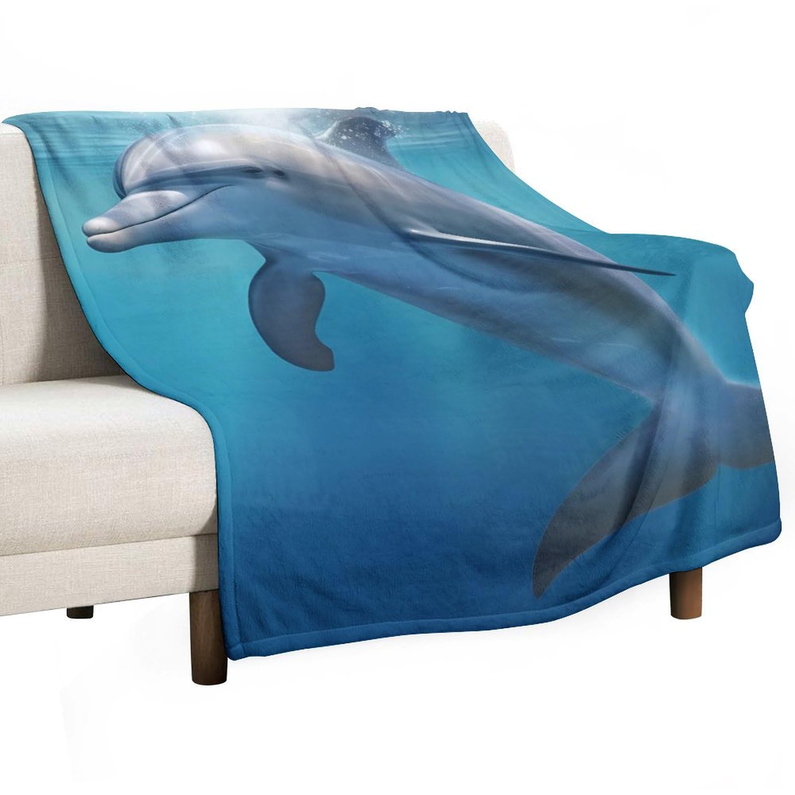 Couverture de lit dauphin légère confortable toutes saisons 167x228 cm