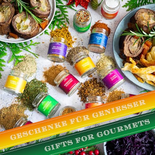 Hallingers Goldene Elche - Luxus Adventskalender, hochwertige Gewürze intensives Aroma in Schraubgläsern, handverlesene Vielfalt (Set) - Geschenkideen Weihnachten & Geschenke Adventskalender | Neues Z