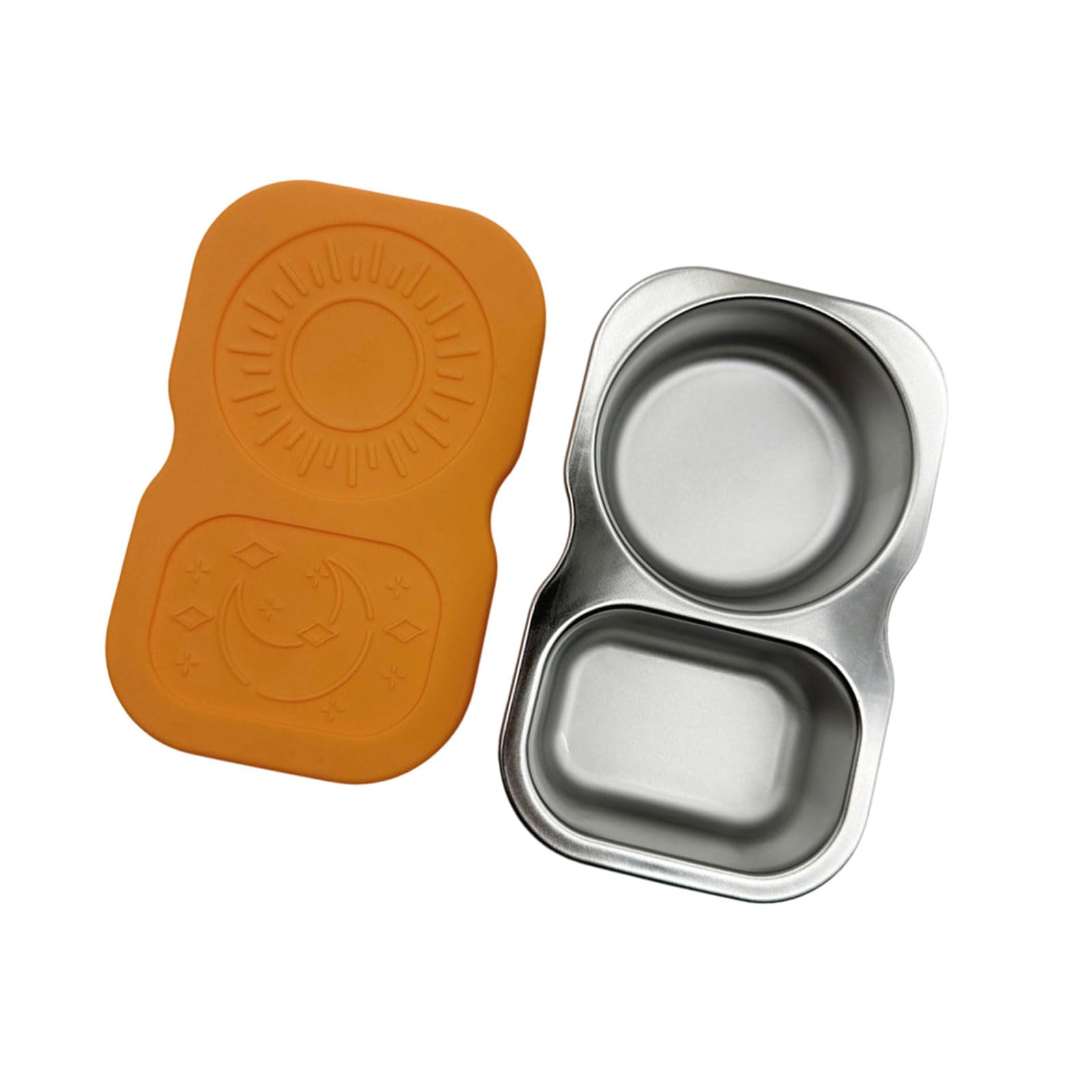 jiingekk Sturdy Nonrust Steel Double Side Dipping Cup Family Gathering Sauces Great for Parties and Family Gatherings Double Compartment Sauce Container