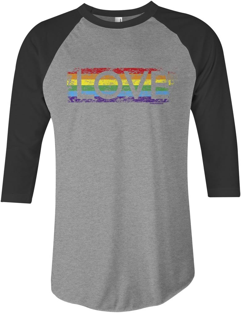 Threadrock Gay Pride Rainbow Love Unisex Raglan T-Shirt