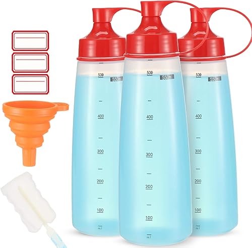 Vista 10 de Botella exprimidora de condimentos para salsas de boca ancha, botellas de plástico para condimentos, pintura, salsa de tomate, mostaza, aceite