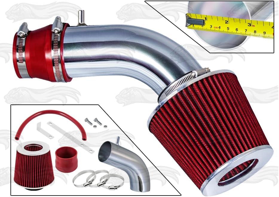rtunes racing short ram air intake kit + filter combo compatible for 12-15 rio / 11-17 accent 1.6l / 11-17 veloste gdi 1.6l engine / 11-13 elantra 1.8l (red)
