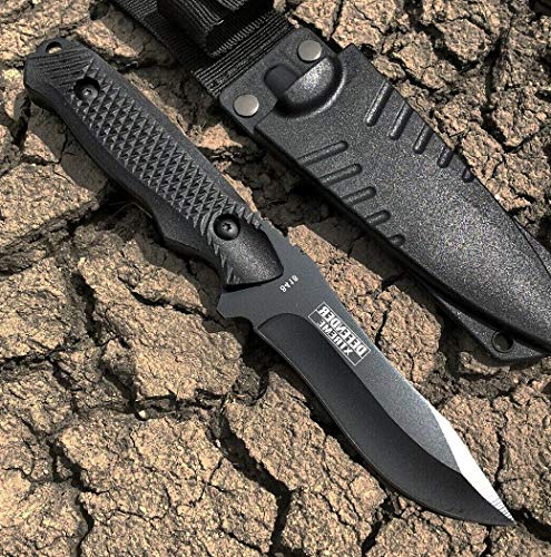 8" Defender Xtreme Hunting Knife Ultra Sharp Fixed Blade Knife with Sheath Black