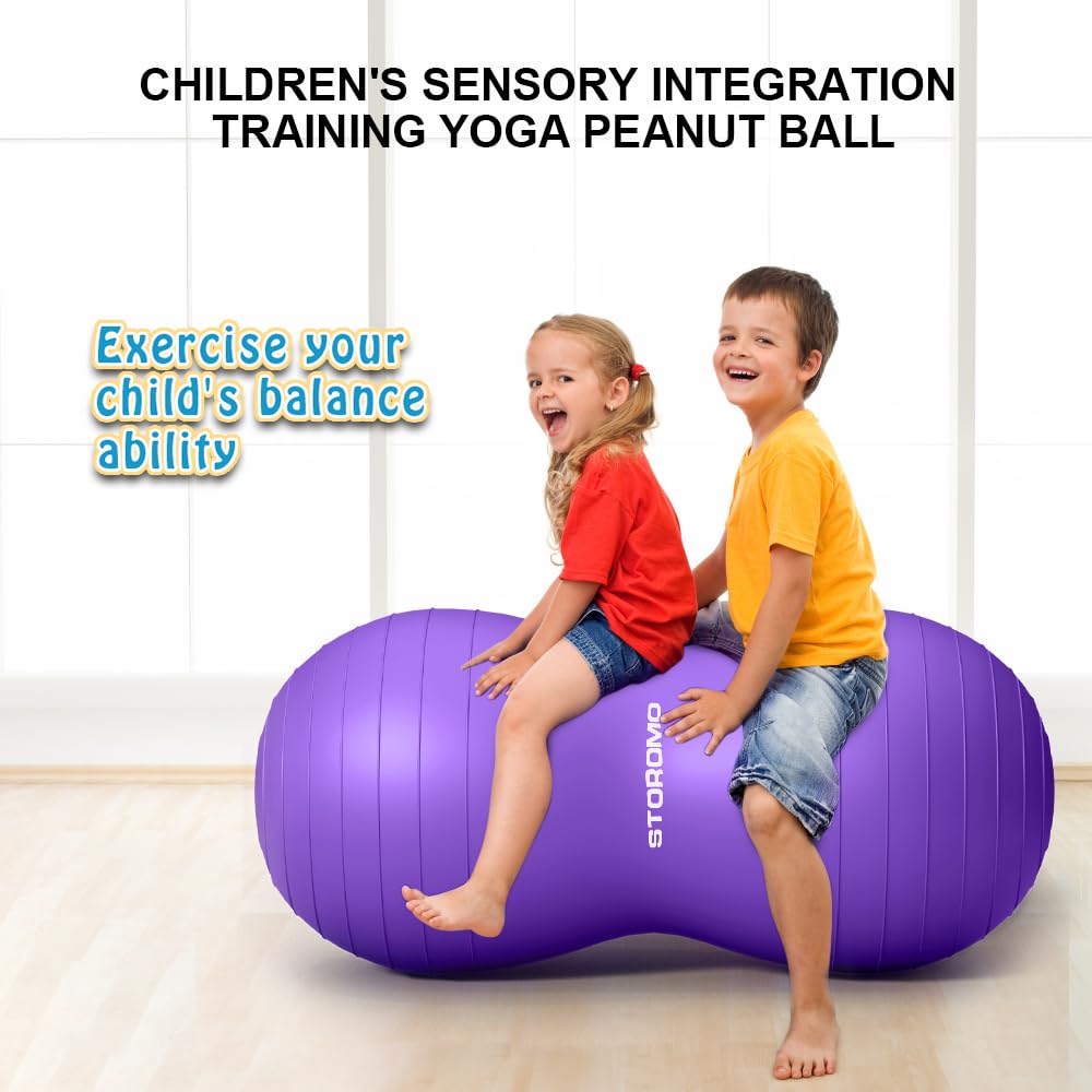 Anti-Burst Erdnussball, aktiver Wackelsitz für Kinder, für Arbeit, Therapie, Kinder mit ADHS – umweltfreundlicher Geburtsball für Schwangerschaft, Physiotherapie und Bewegung – mit Pumpe