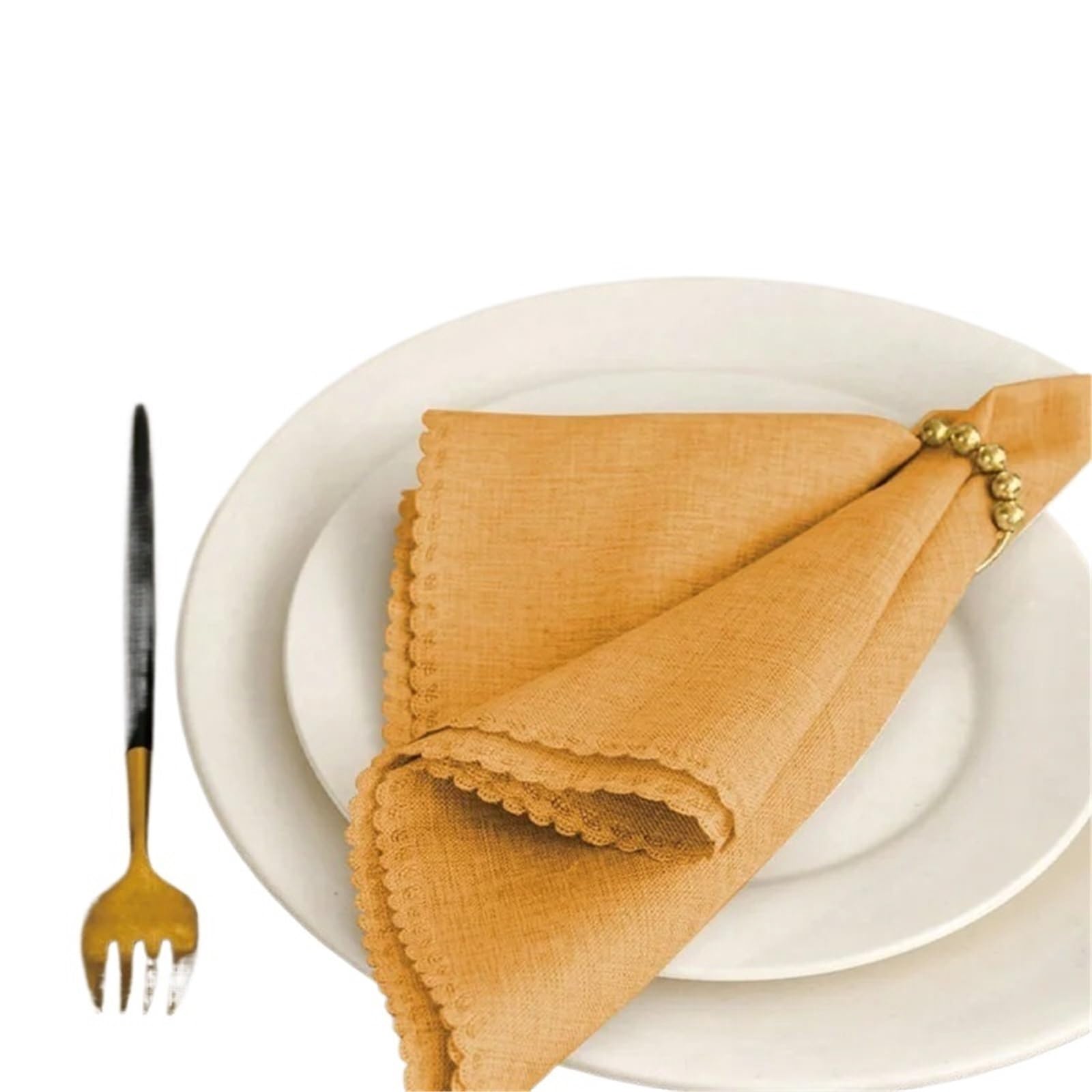 Table Napkins Lace Napkin Cloth Is Suitable For Wedding Banquets, Valentine's Day, Picnic Parties, Gatherings, Daily Decoration At Home(Yellow 12pcs)
