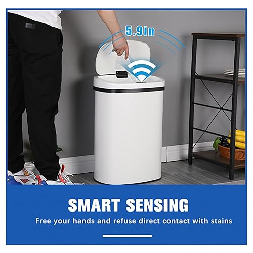 Miniatura 3 de Cubo de basura de acero inoxidable con sensor de movimiento de 13 galones (50 L) con tapa, a prueba de huellas dactilares, sin tacto, de alta