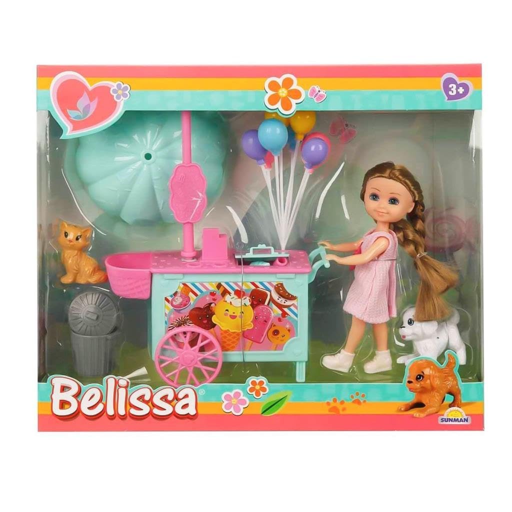 Belissa'nın Dondurma Arabası ve Sevimli Hayvanları Bebek Seti