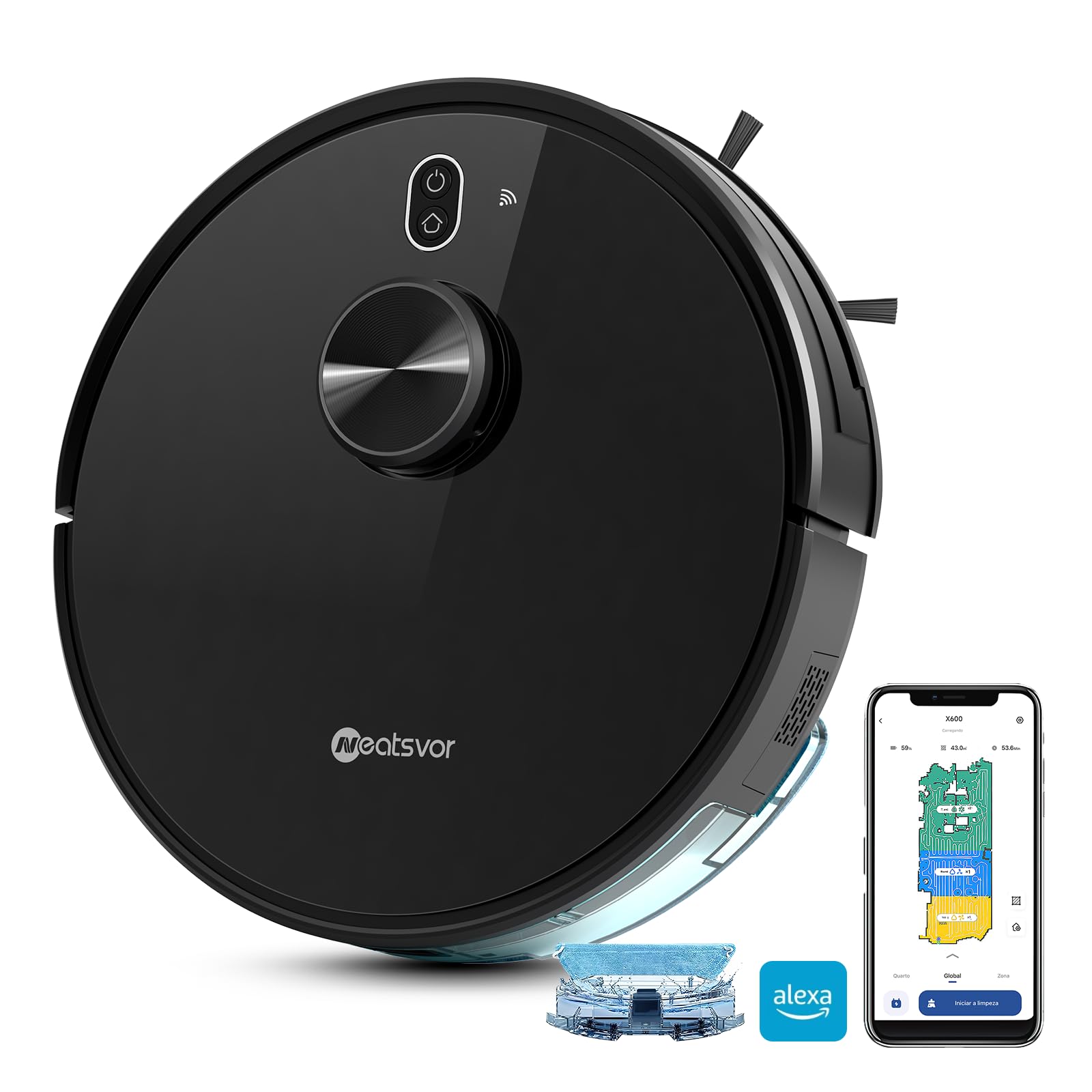 Neatsvor X600 Robo Aspirador com Mapeamento Inteligente, Função de