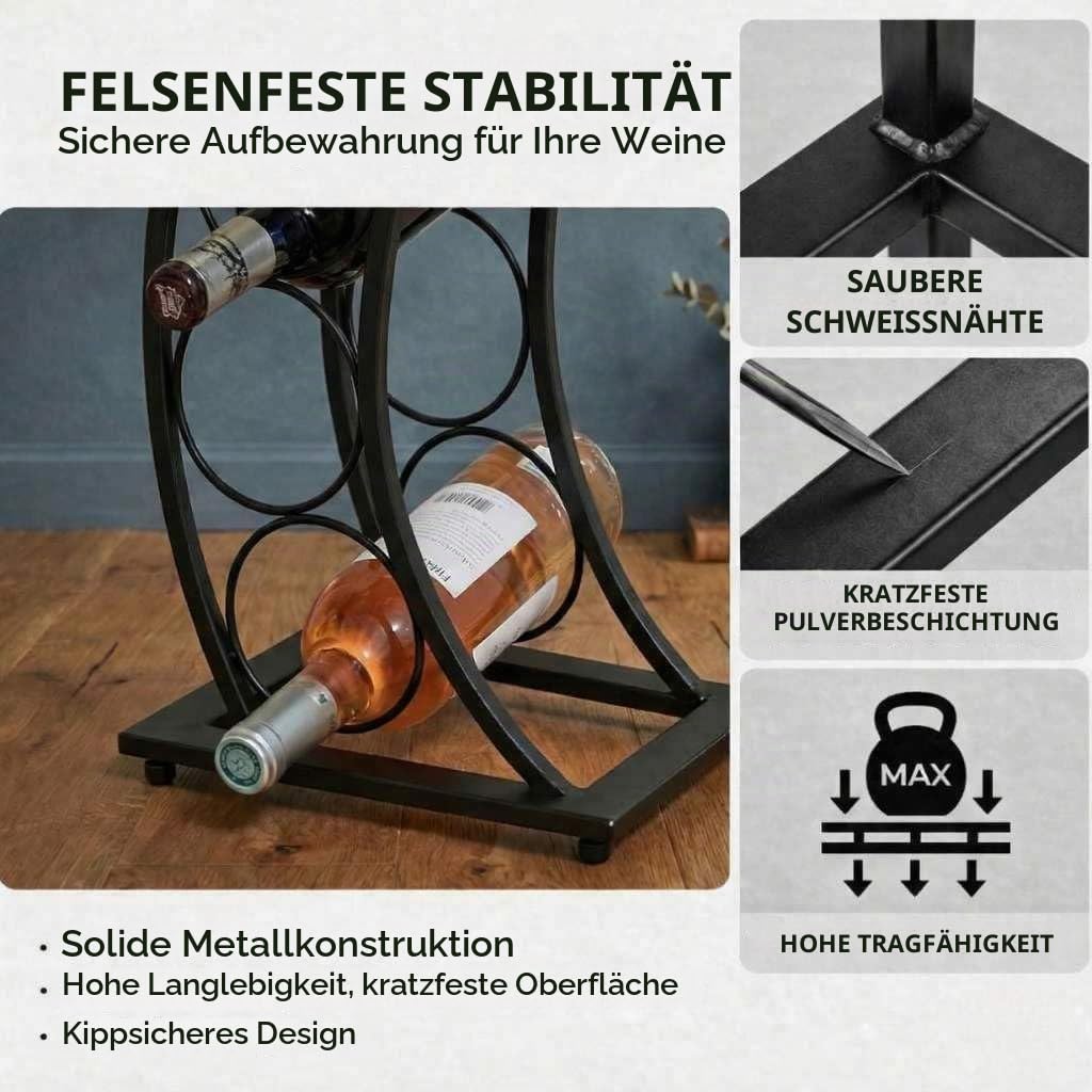 DanDiBo Weinregal Metall Schwarz Stehend Flaschenregal Schmal 80 cm Elegance Weinständer Flaschenhalter Wine Rack Modern