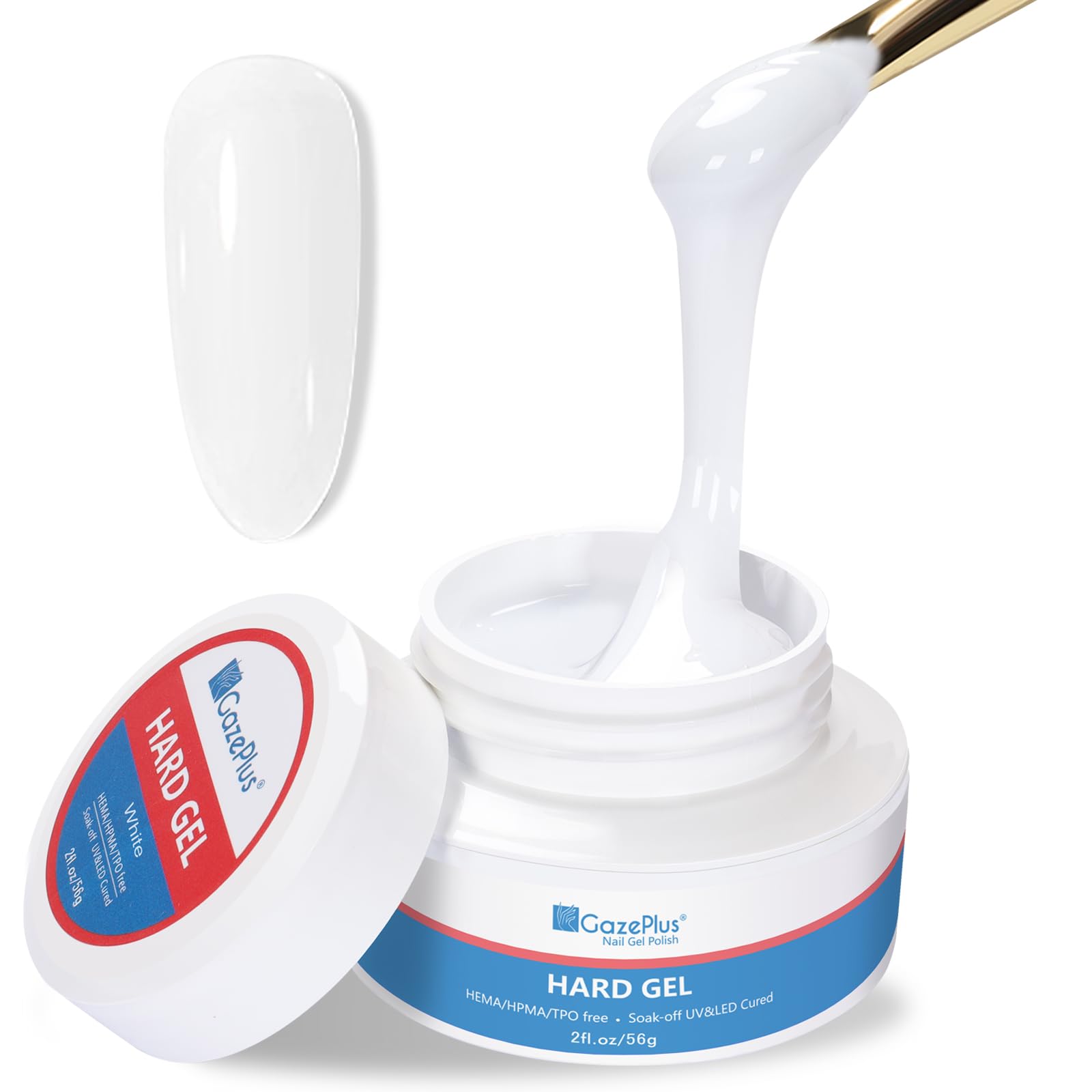Amazon.com : GazePlus White Hard Gel for Nails, 10 in 1 56g Large