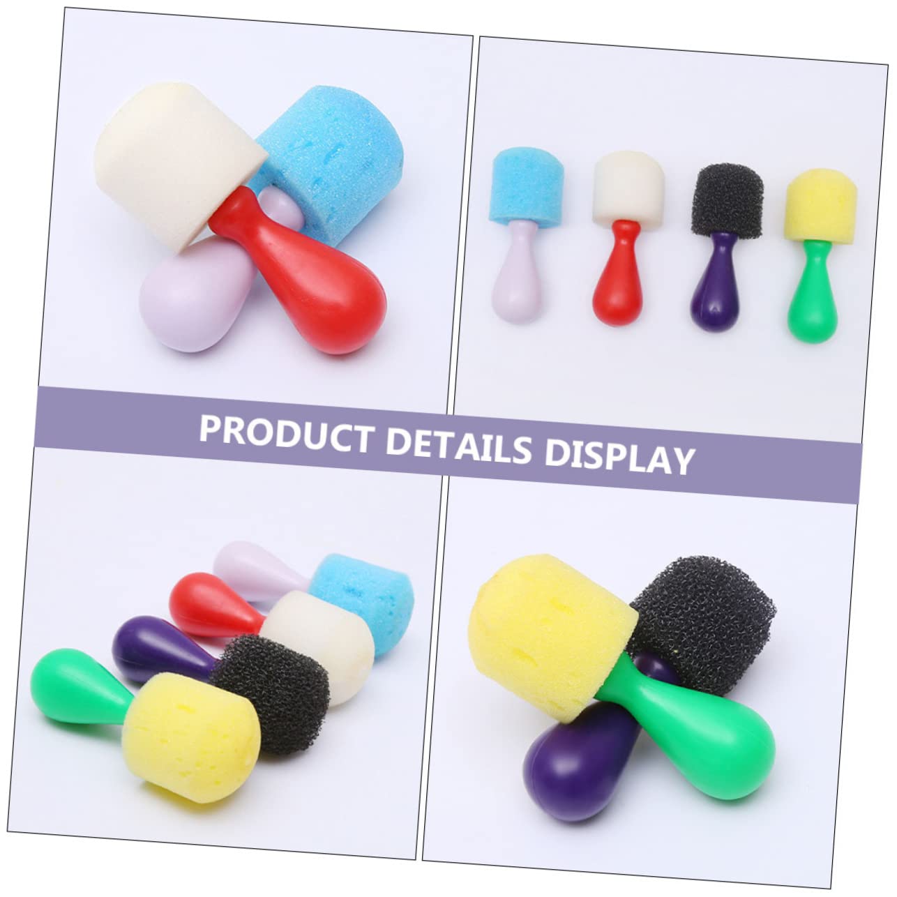 KONTONTY 8Pcs Mini Sponge Paint Brushes Safe DIY Graffiti Drawing Tools for Washable Painting Sponges for Creativity for Preschool Kindergarten