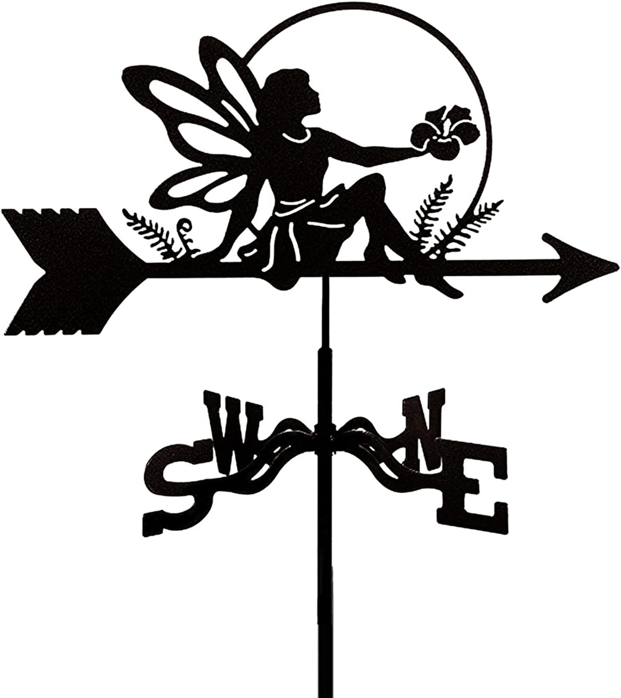 Fairy Reaper Metal Weathervane Garden Weather Vane with Roof Mount Roof Garden Decorations for Outdoor Farm Yard Garden Gazebo