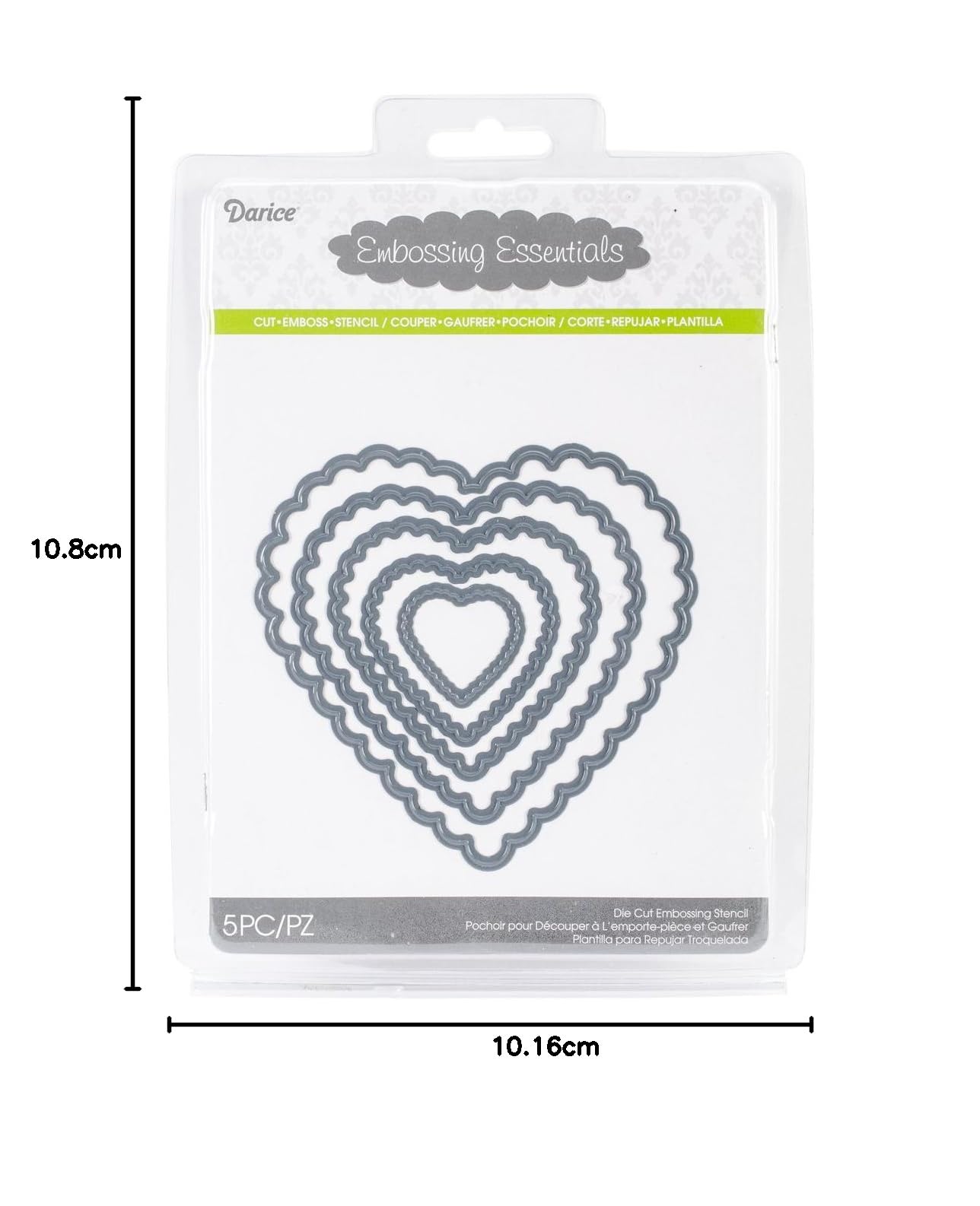Darice – Plantilla para Grabar en Relieve Metal Repujado Essentials Dies-Nesting Scallop Corazones 5 kg