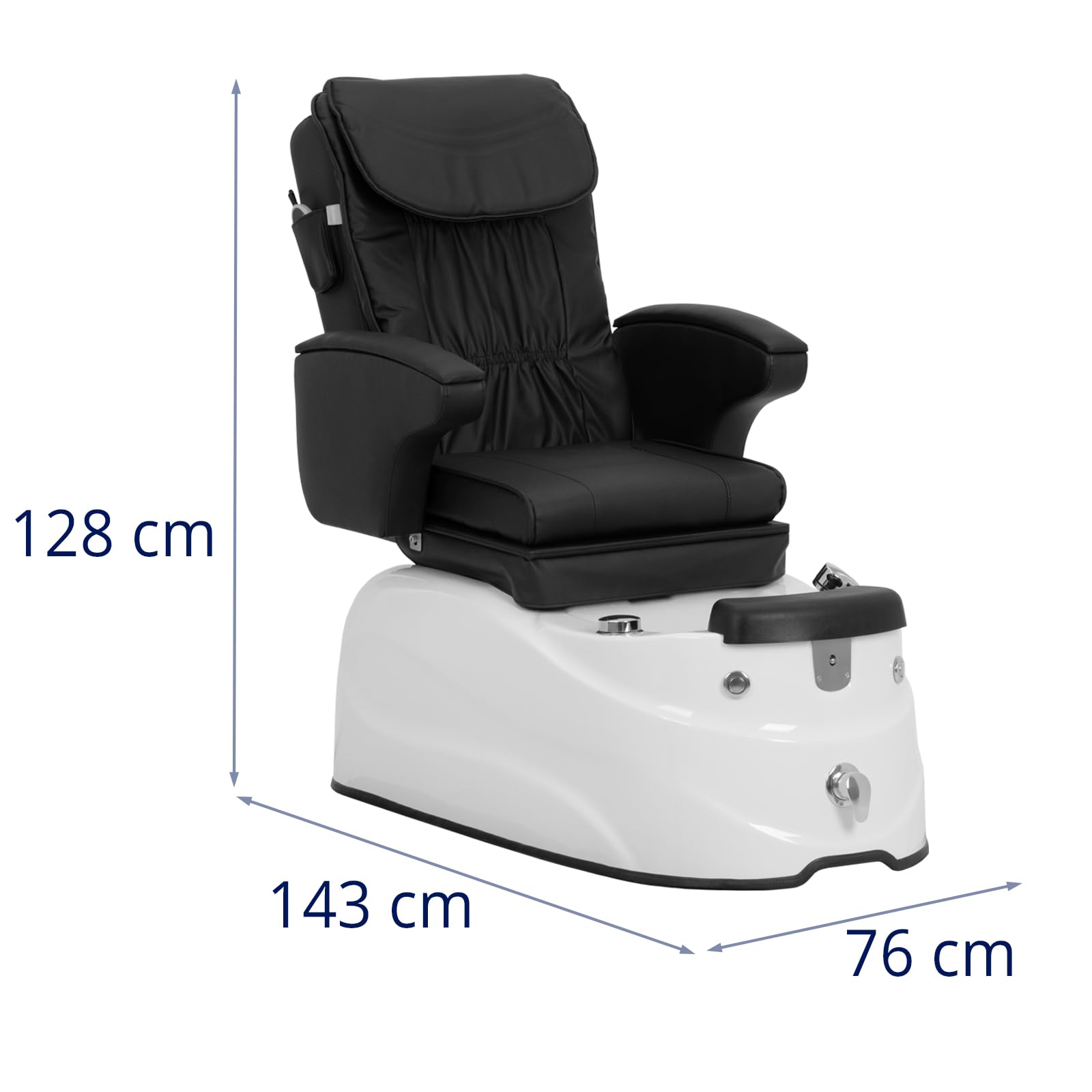 Physa Fauteuil pédicure électrique avec Bain de Pieds éclairé et Fonction de Massage 105 W 150 kg Noir - Fauteuil esthétique Chaise pédicure Siège pédicure