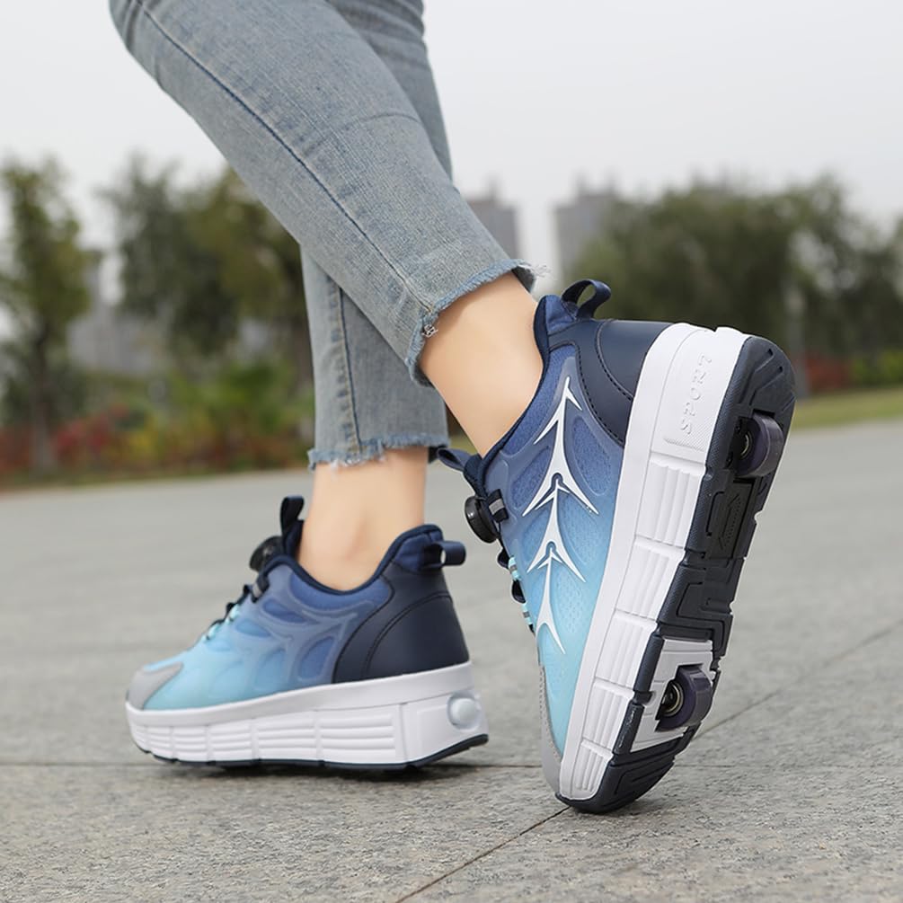 Chaussures de Skateboard Fille Garçon Patins à roulettes Chaussures à roulettes Enfants Filles Patins de Skate à roulettes Sneakers Baskets 2 en 1 Chaussures de Sport avec Roues