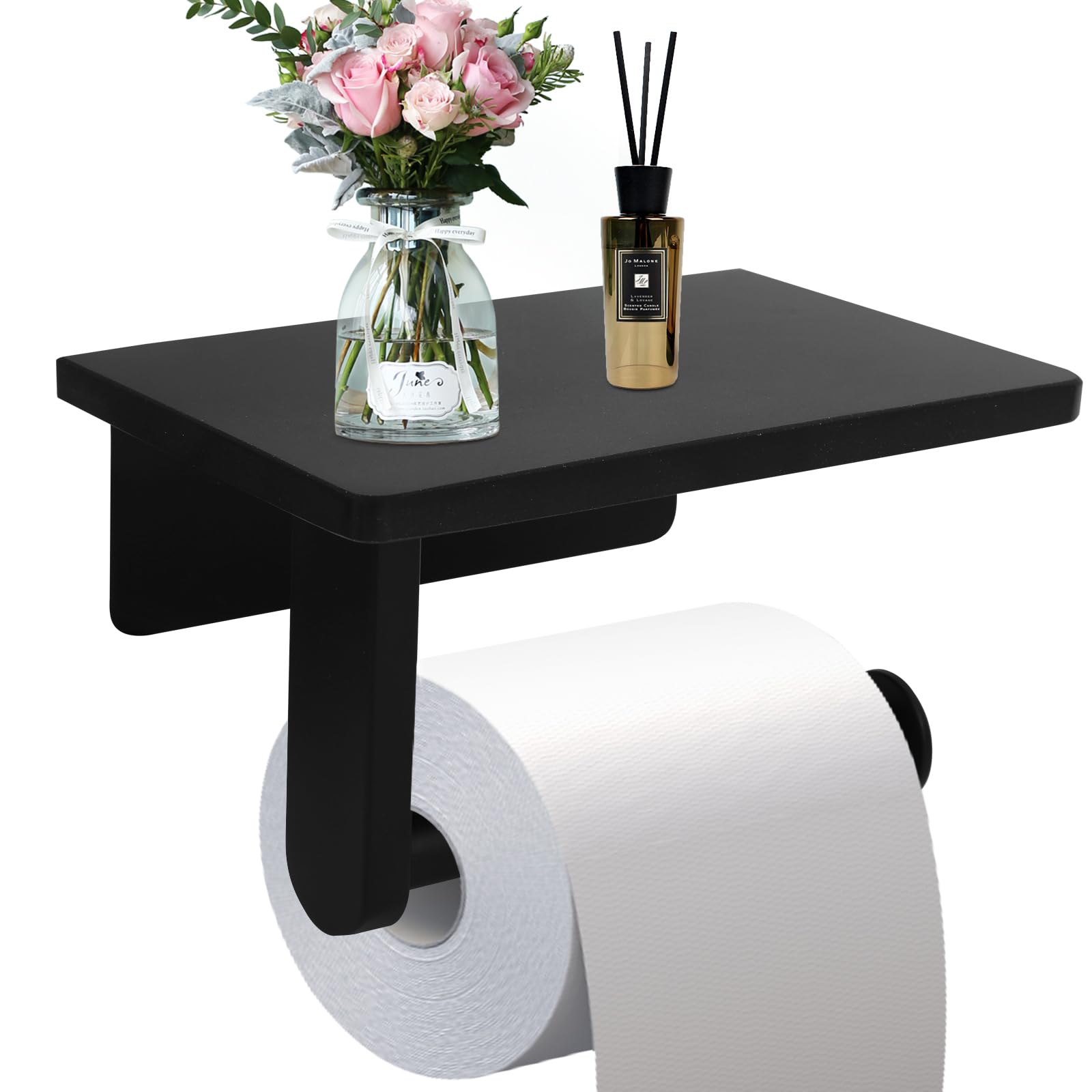 Toilet Paper Holder with Natural Marble Shelf for Bathroom Washroom,Wall Mounted Tissue Holder Suitable for Mega Roll (Brushed Gold, Middle 7.87 * 4.72 in) — Amazon image 10