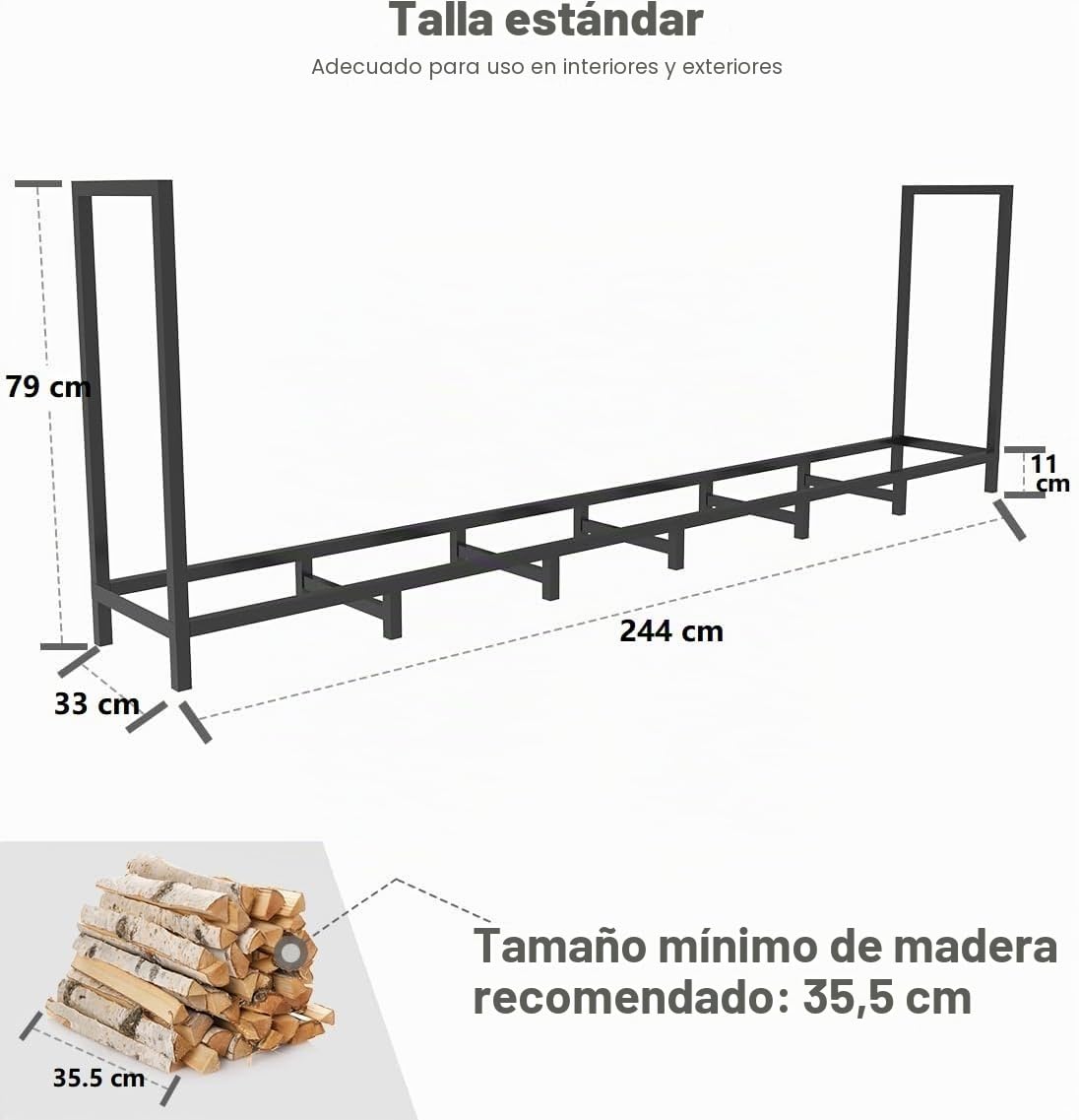 Garbuildman Almacén de Troncos para Exteriores de Servicio Pesado de 8 pies, Estante para Leña con 14 Patas y Apilamiento Ajustable, Almacenamiento de Leña Resistente al Óxido para Jardín, Cobertizo