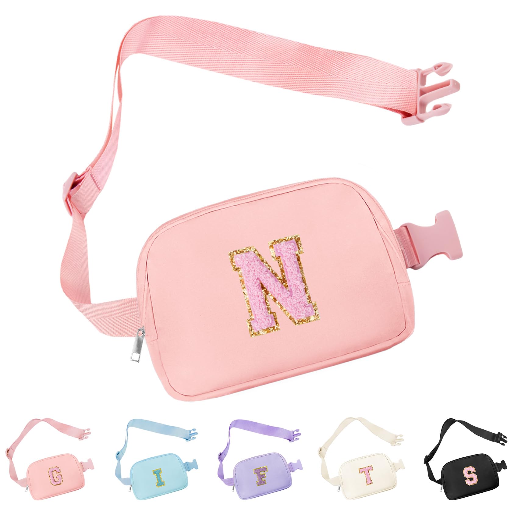 Aganmi Crossbody bag,Chenille Initial Belt bag, Waterproof Fanny Packs for Women,Travel Essentials Waist bag with Adjustable Strap for Mother Teen