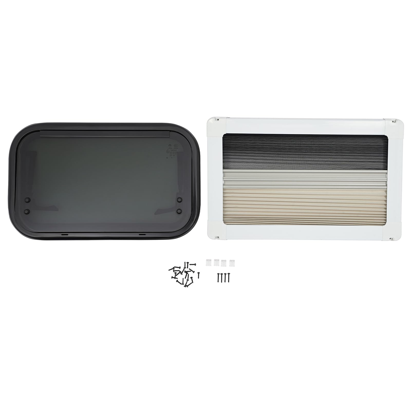 Finestra laterale per camper 500 x 300 mm, con tenda avvolgibile integrata e zanzariera per camper, roulotte, furgoni, camper, auto, barche