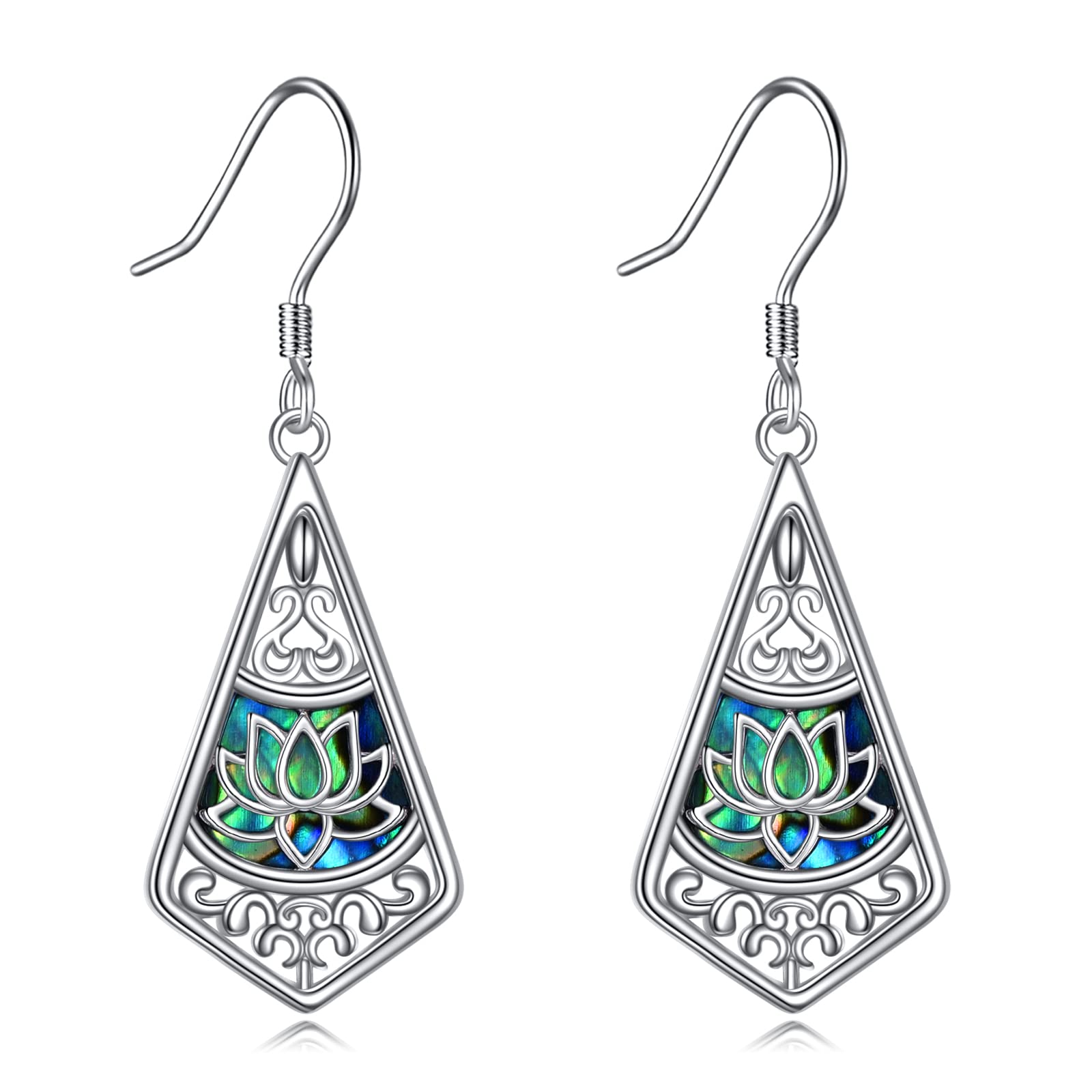 YAFEINI Pendientes Colgantes de Piedra Lunar Plata Pendientes de Gota de Filigrana Pendientes de Palanca Joyería de Piedra Lunar Regalos para Mamá Señoras Mujeres