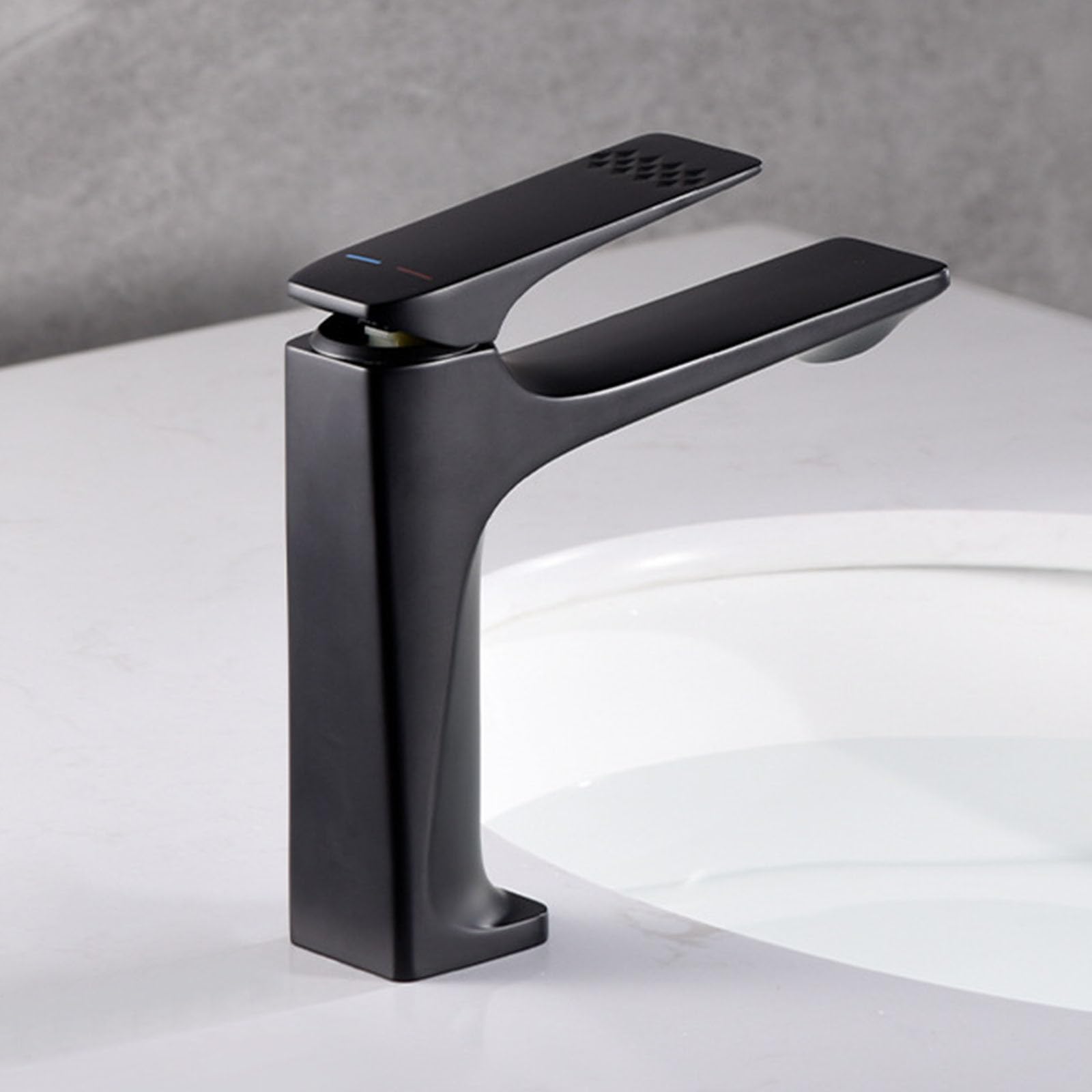 Nfusrxmbk Black Sink Taps For Bathroom Modern Brass Countertop Basin Tap Single Lever Hot And Cold