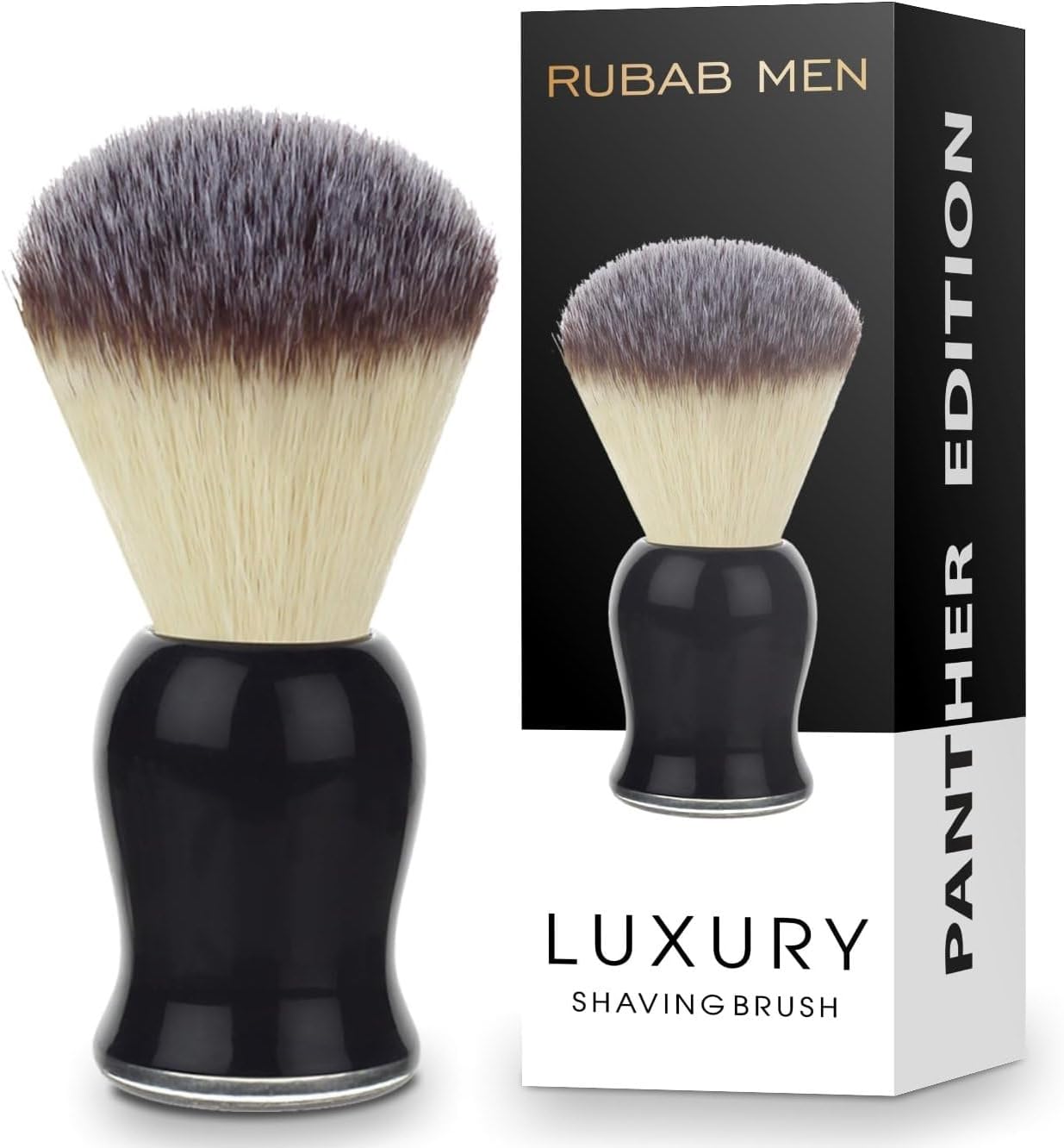 RUBAB MEN Premium Soft Shaving Brush for Men |Panther Edition| - Experience Luxury Shaving with Cruelty-Free Bristles & Elegant Solid Grip Black-Toned Handle | Handcrafted with Passion