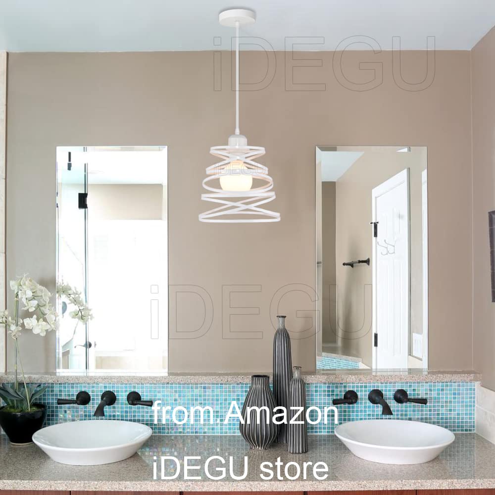 iDEGU 2 Pezzi Lampadari a Sospensione Moderni Lampada da Soffitto Creativo Design Spirale a Cascata E27 Lampada a Sospensione Vintage per Camera da Letto Soggiorno Cucina Sala da Pranzo (20cm, Bianco)