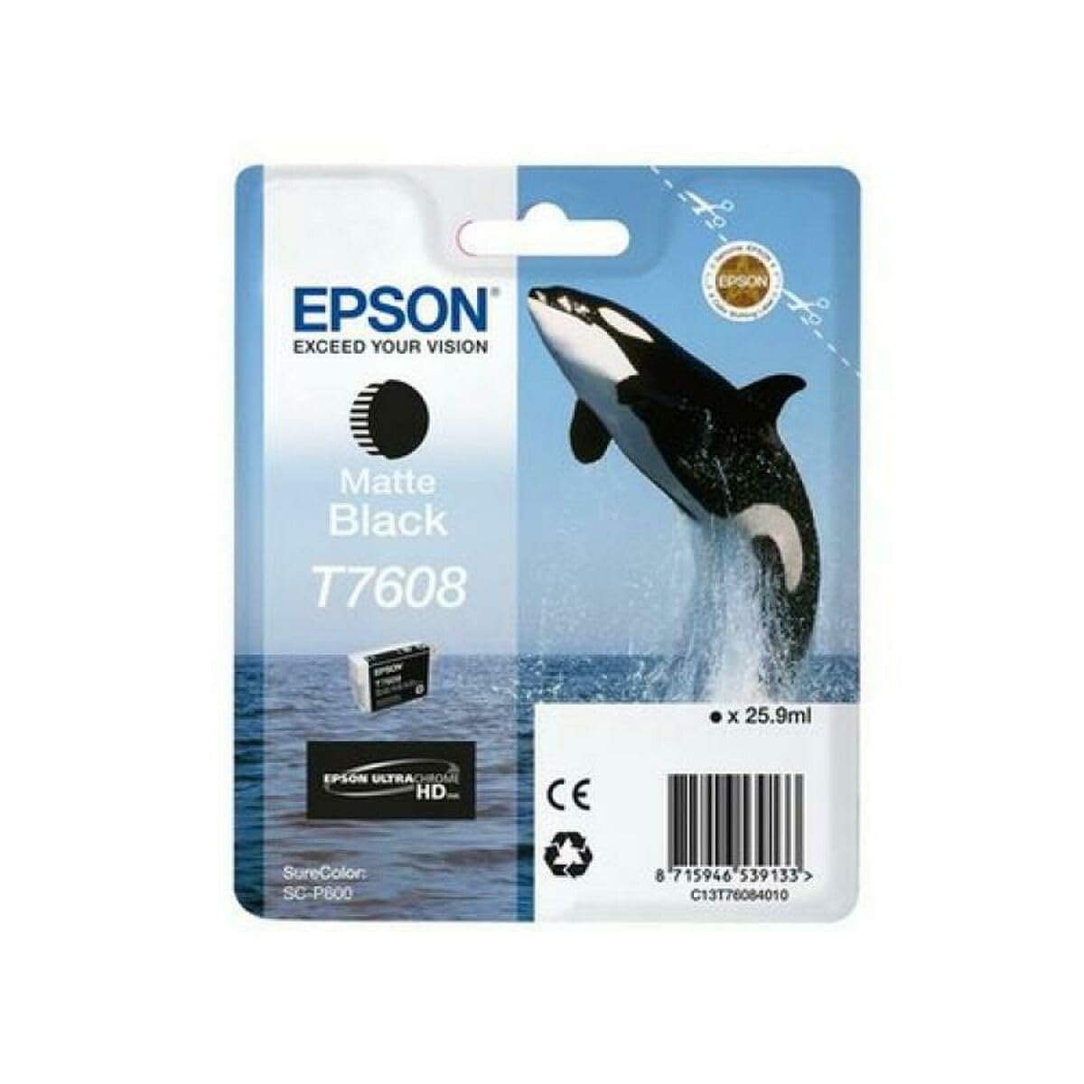 Epson Black C13t76084n10/T7608 Ink Cartridge Matt. 1.1K Pages 25.9Ml F