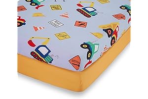 Everyday Boys Construction Crib Sheet, Soft Breathable Microfiber, 2 Pack
