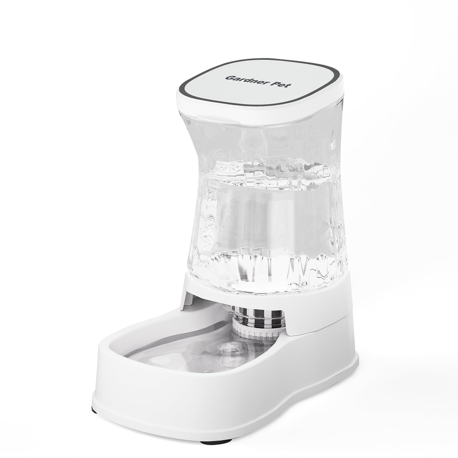 Gardner Pet 3.85L Dispenser Acqua Gatti, Dispenser Acqua Cani con Ciotola in Plastica, GravitÀ Abbeveratoio per Cani Non è Richiesta ElettricitÀ, Senza BPA, Bianco