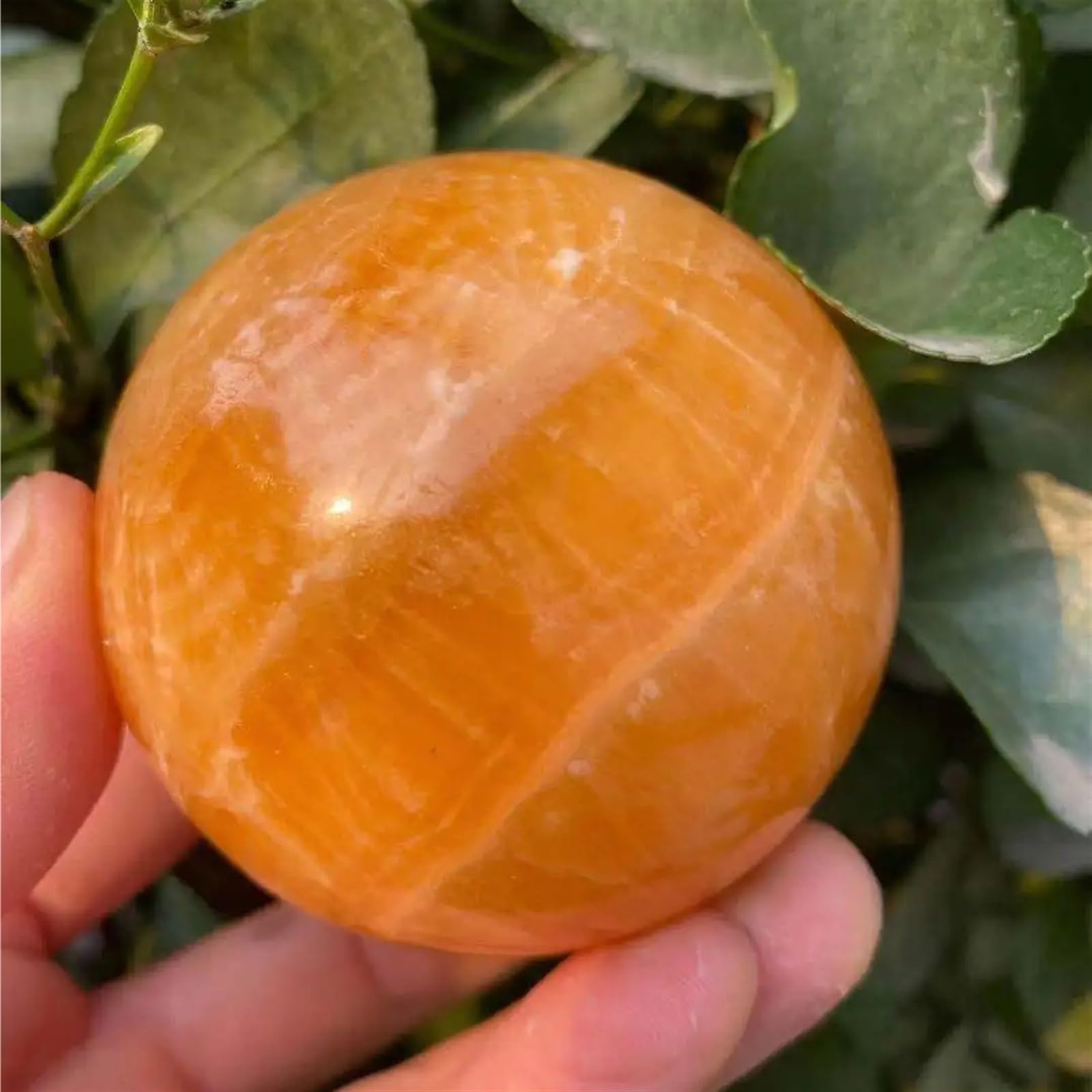 HSMQUBDBX Orange Calcite Crystal Sphere Ball Ornaments (Size : 600-700g)