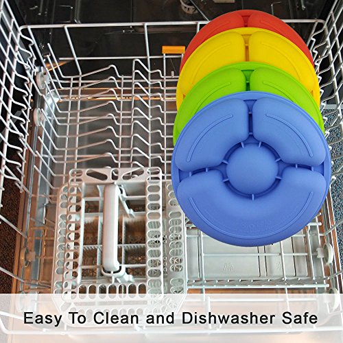 Silicone Toddler Plates, Divided Plates For Kids(4 Pack) - 8 Inch Silicone Kids Plates With Section - Bpa Free/Dishwasher Safe #TOP4