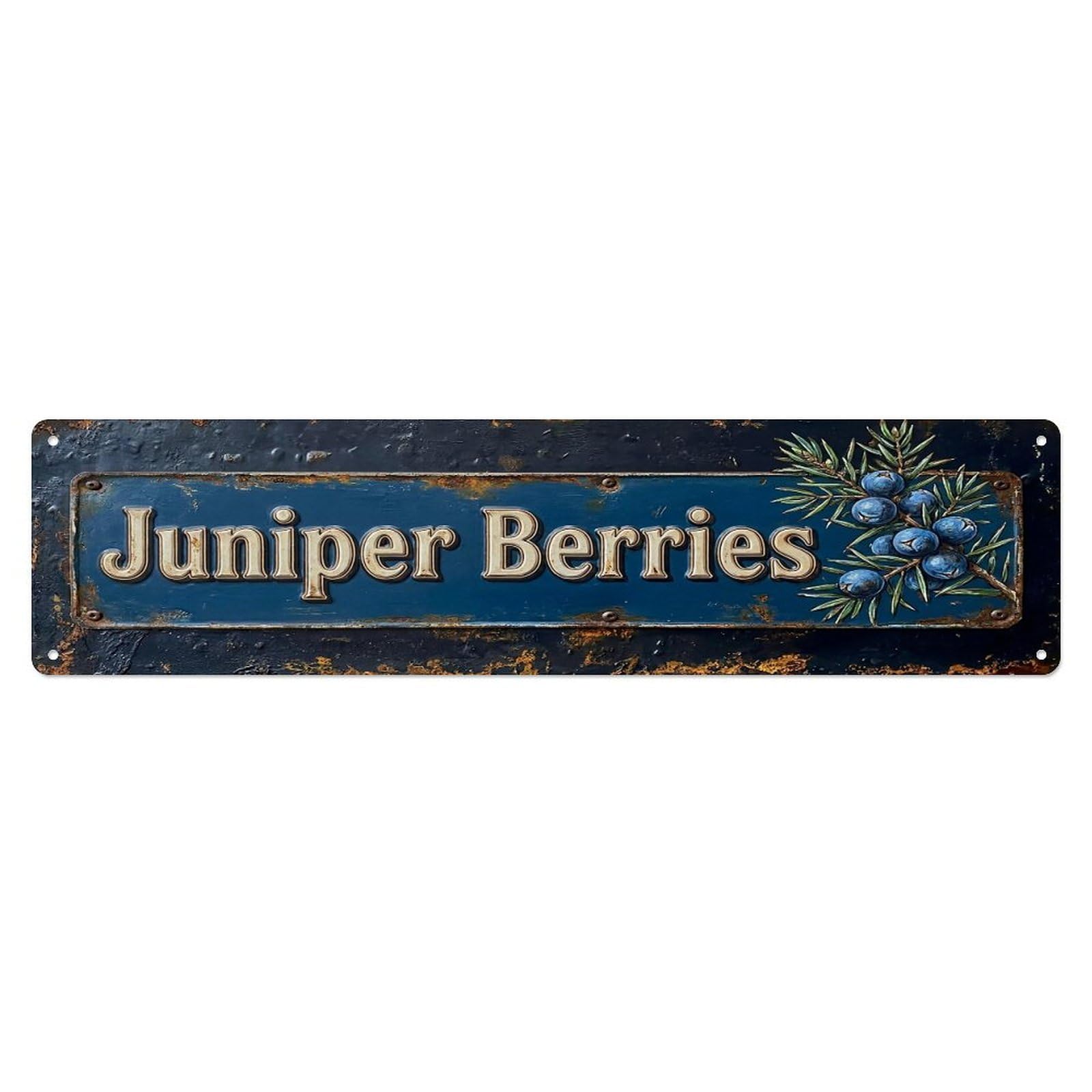 Vintage Juniper Berries Aromatic Farmhouse Metal Tin Sign