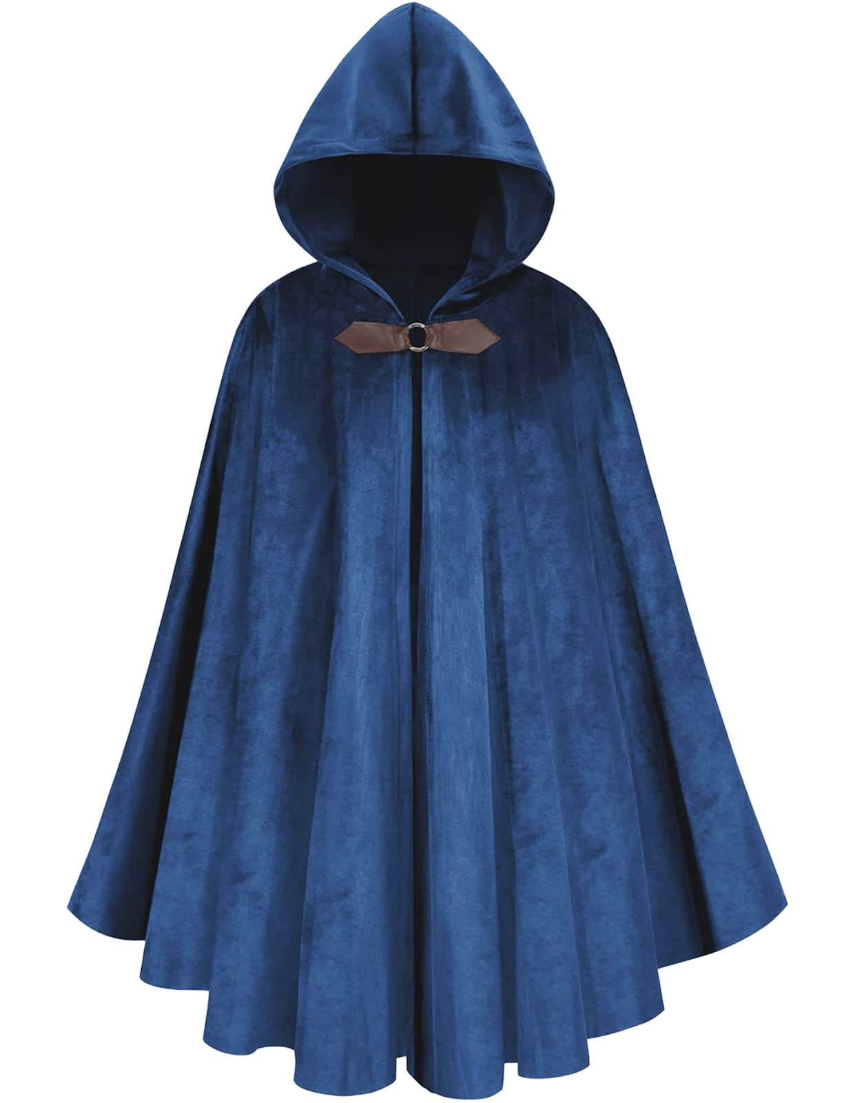 GRAJTCIN Renaissance - Capa de terciopelo con capucha y capa victoriana capelet medieval Hobbit disfraz de Halloween - 100CM/39" - Azul