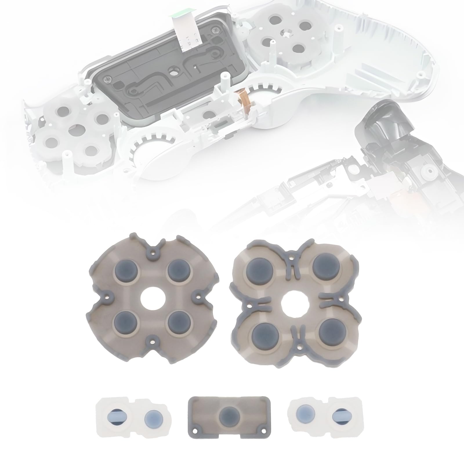 The Lord of the Tools Juego de 2 almohadillas de silicona conductoras para botón de mando L1R1, pieza de repuesto compatible con controlador PS5, color gris