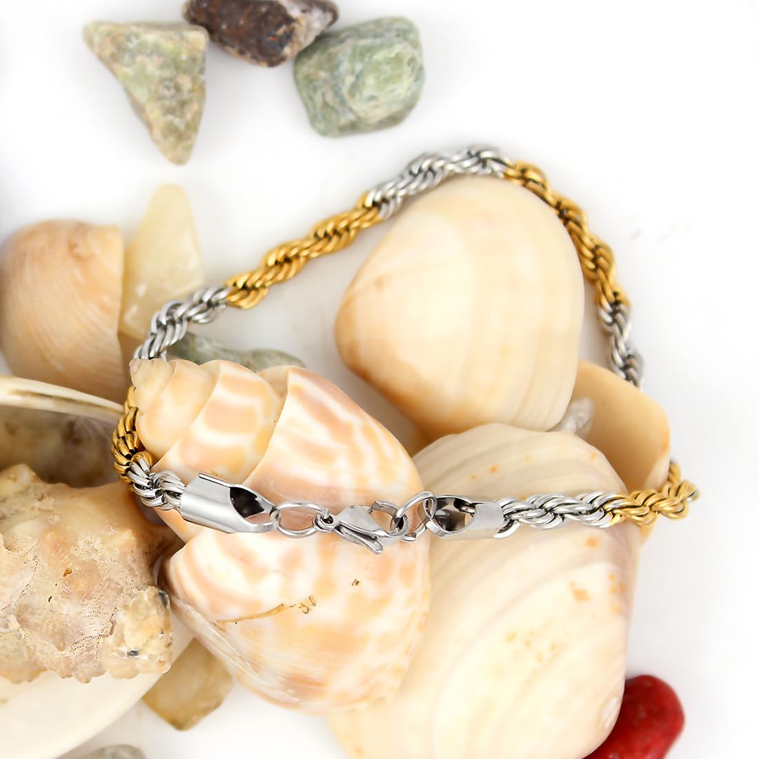Stainless Steel Wrist Bracelet Combo (Gold Silver + Silver)