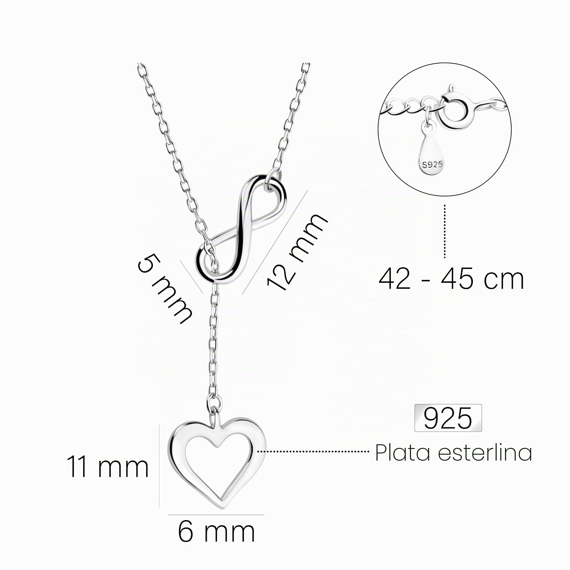 Sofia Milani - Collar para Mujeres en Plata de Ley 925 - Colgante de Corazón Infinito