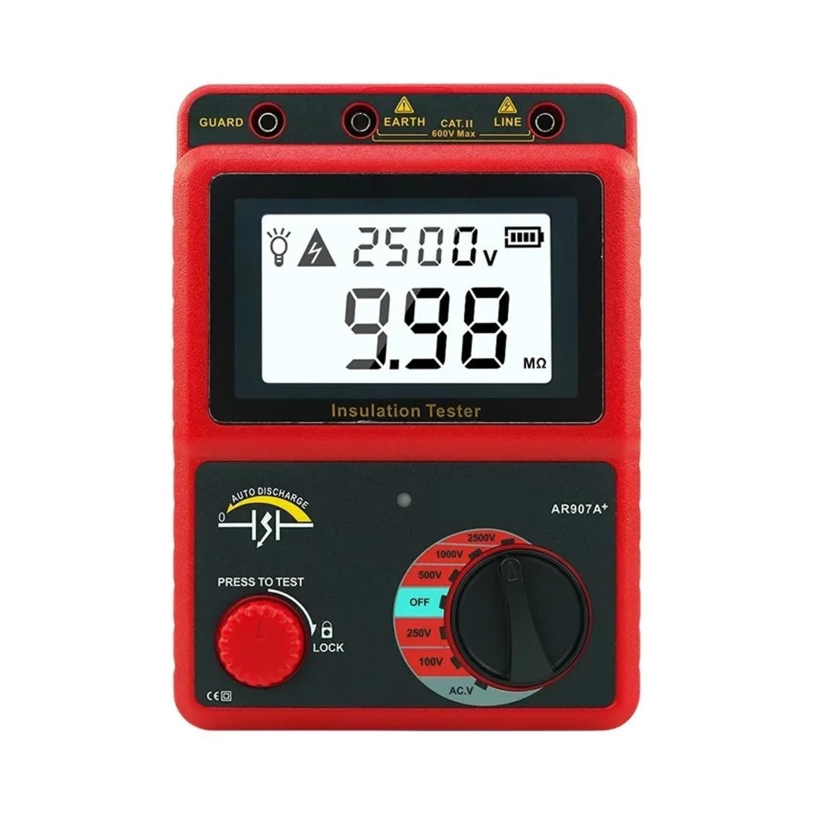 Medidores de Resistencia, Megóhmetro digital de alto voltaje AR907+ 1000V, probador aislamiento