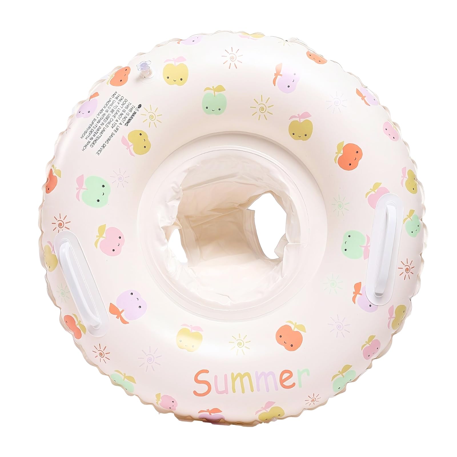Satiskid Baby Swimming Float, Inflatable Baby Swimming Float with Seat and Handle, Apple Print Baby Swimming Ring, Pool Toys for Toddlers Age 1-5, Suitable for Baby Bath and Swim Trainging โ image 1
