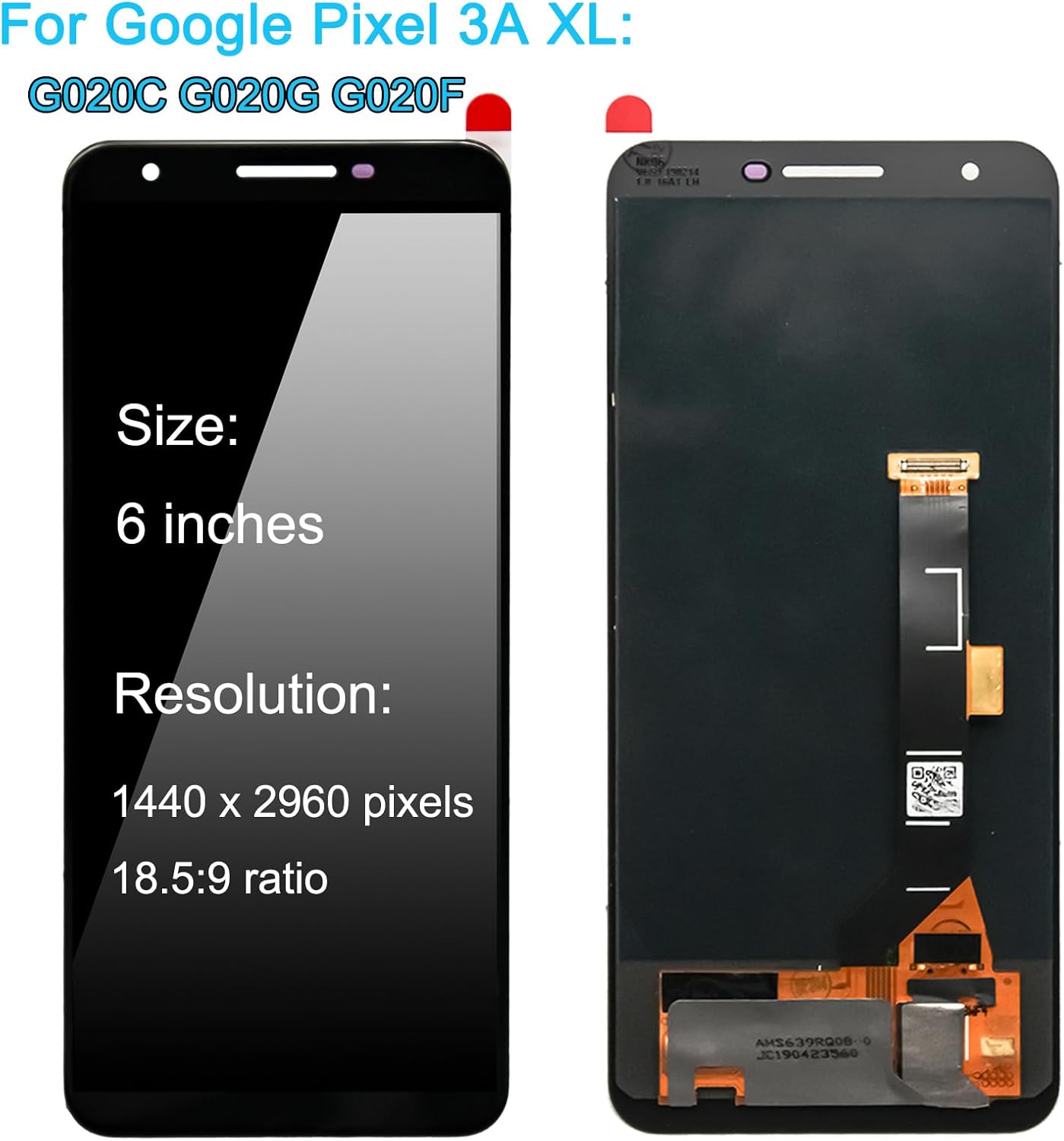 for Google Pixel 3A XL Screen Replacement G020C G020G G020F 6'' LCD Display Touch Digitizer Assembly with Tools