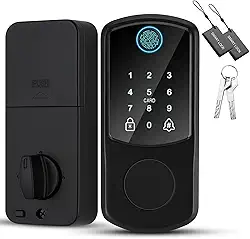 Fechadura inteligente, quatro em um (impressão digital + senha + cartão IC + chave mecânica), travamento automático, fonte de alimentação de emergência USB, campainha, navegação por voz