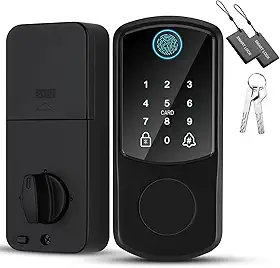 Fechadura inteligente, quatro em um (impressão digital + senha + cartão IC + chave mecânica), travamento automático, fonte de alimentação de emergência USB, campainha, navegação por voz
