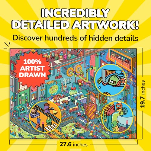 Image of Odd Pieces Jigsaw Puzzles 1000 Pieces with Storytelling Comics, for Women, White Elephant, Mystery Puzzle for Adults & Kids - 19.7'' x 27.6'' Frameable Magic Puzzle Art (AstroGastro)