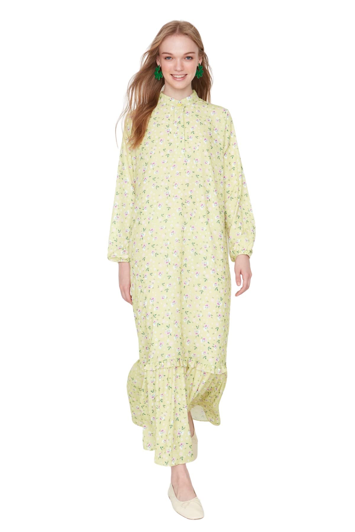 Trendyol Women Modest Maxi A-line Regular Woven Modest Dresses Green