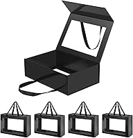 Vista 54 de Caja negra extragrande para padrino de boda con tapa, 16.3 x 14.2 x 5 pulgadas, magnética para ropa y regalos grandes (negro mate)