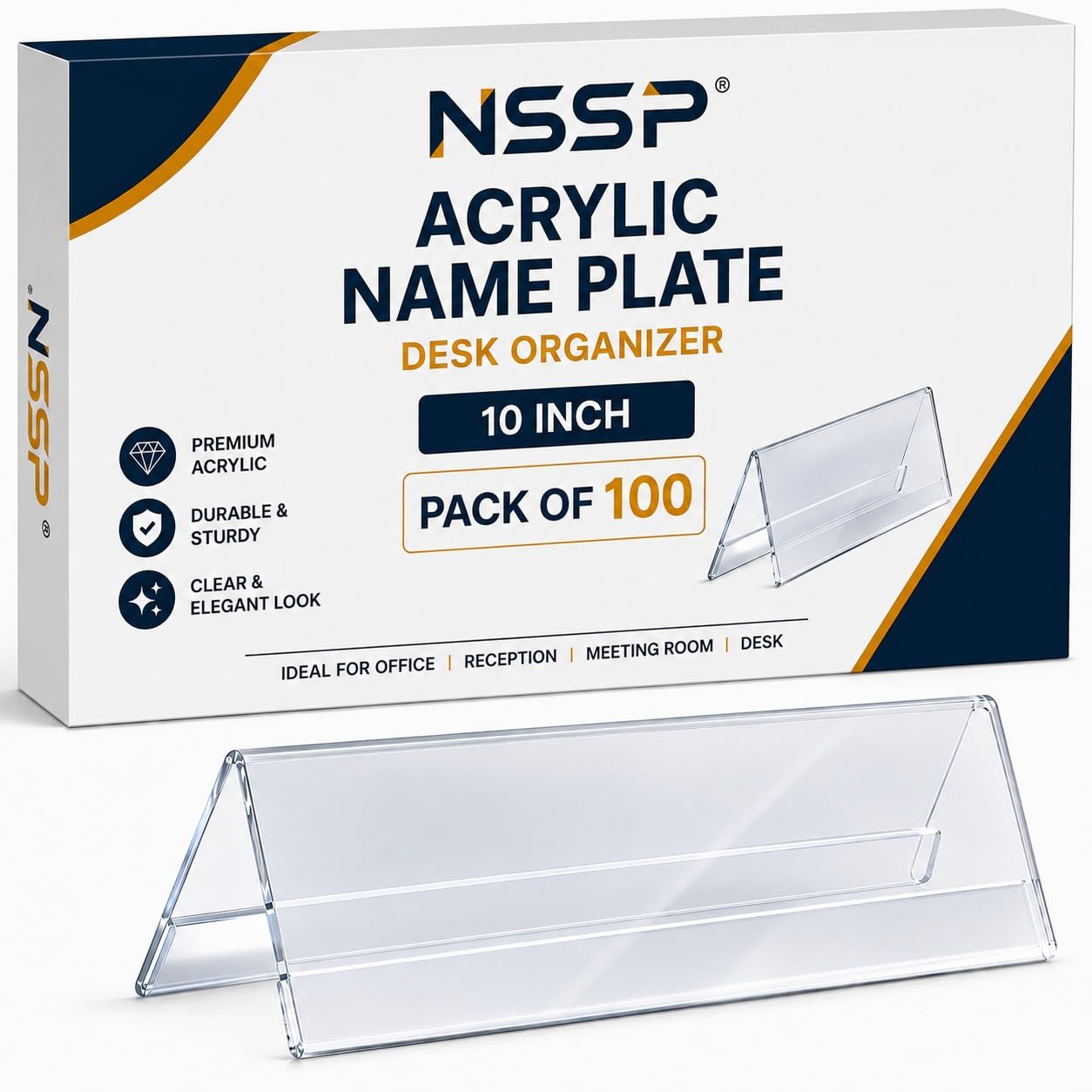 Acrylic Table Desk Name Plate | 10 Inch (Pack of 5, Clear Acrylic) | Elegant & Durable Design | Suiable for Home, Office, Restaurant & Reception — Amazon image 7