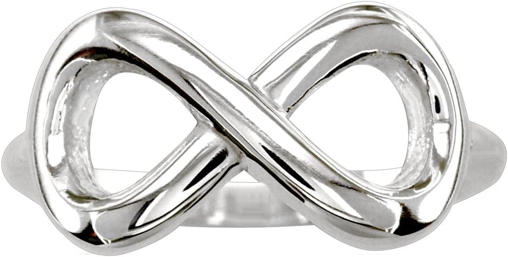 Wide Flowing Infinity Ring in Sterling Silver Size 8