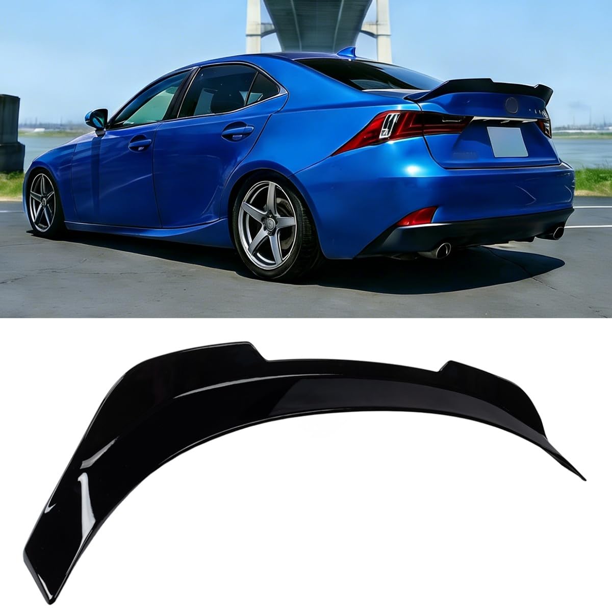 Photo 1 of **TAPE AND GLUE RESIDUE**Rear Spoiler Compatible with Lexus IS200t IS250 IS300 IS350 XE30 2014-2020, Gloss Black PSM Duckbill Style Trunk Lip Spoiler – WheelX